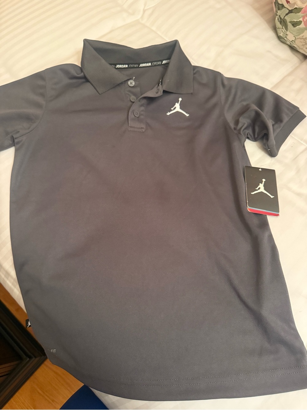 Jordan Boys Dark Gray Polo with White Jumpman